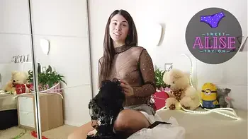 Panty try on and transparent lingerie haul