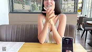 Lovense Control In Cafe And Hot Blowjob