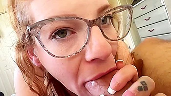 Redhead Nerd Allows Friend To Cum Inside Her Trimmed Pussy