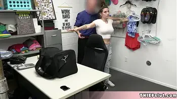 Cute brunette shoplifter teen Indica Flower tried to lift some sexy toys