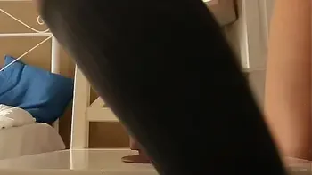 ginger teen makes dildo all creamy