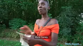 Public Agent Ebony model Zaawaadi taken into the woods for hard outdoor fucking