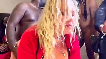 Big Ass Orgy - Blonde Milf In Amateur Interracial Group Sex
