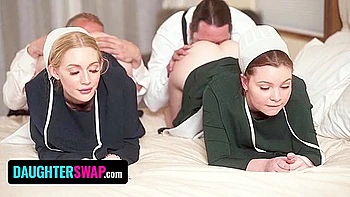 2 Amish Stepdaughters Emma Starletto & Adrianna Jade Fulfill Their Wife Duty