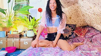 Uk Babe Sabrina J Uses A Glass Dildo To Masturbate