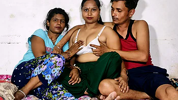 Hot Indian Wife In Threesome Sex With Her Step Sister and Husband