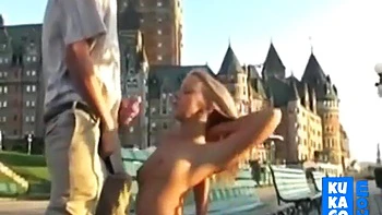 A Beautiful Blonde Girl Fucks Outdoor