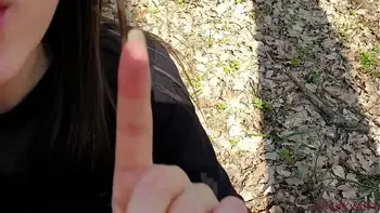 Stepbrother cum in my mouth outdoor in woods