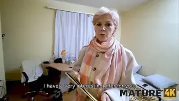 MATURE4K. Sweet mature woman with dyed hair has nothing against quick sex