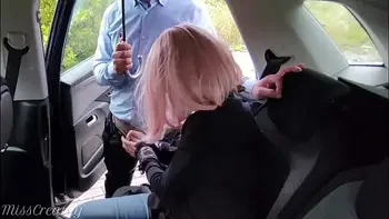 Dogging my wife in public car parking and jerks off an voyeur while it rains - MissCreamy