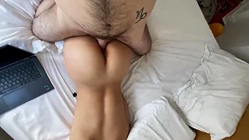 Korean Wife Quickie - WMAF Amateur POV Doggy Style with Cum on Ass