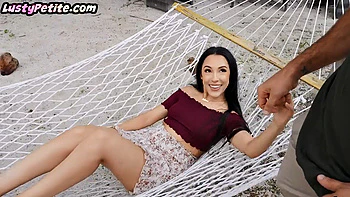 Huge ass tiny babe cockriding outdoor