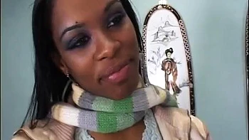 Sweet ebony with round ass gets her cooch slammed by bbc