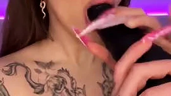 Adrianna Savu rails faux-cock between enormous mounds - super fuckin hot