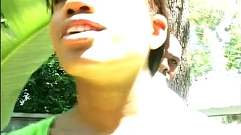 Sweet busty ebony teen tries a huge cock