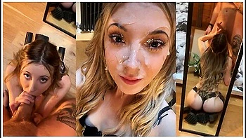Amateur British Cutie Gets Covered In A Lot Of Cum In Mirror Bj - Jadevow