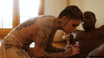 Rob Piper and Leigh Raven in hot interracial action with a massive bbc.