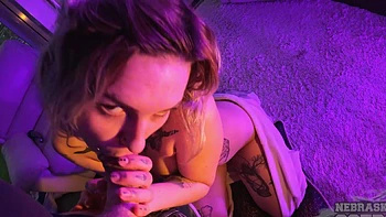 A hot tattoo couple has sex, with a blowjob and more