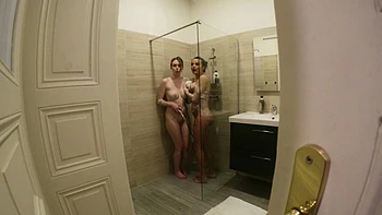 Four sexy babes with long hair fucked by two guys in a hot foursome