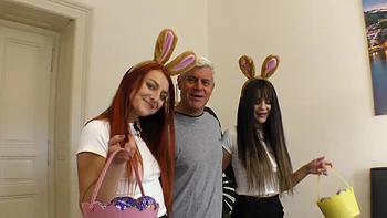 Two beautiful girls have an intense foursome with two guys in the open air