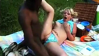 English blonde fucked well at campsite by black guy: Blowjob, Doggy  Cowgirl Porn