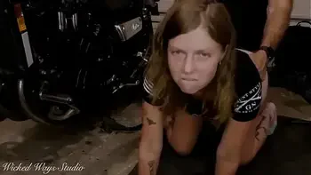 Biker Babe Takes a Hard Ass Fucking Bent over a Motocycle