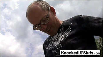 Knocked Up Slut Takes Care Of A Cock Outdoors