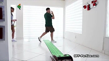 Three Hotties Sharing Golf Trainers Hard Cock