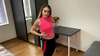 A cute brunette girl named Dee Dee plays with her pussy with her fingers