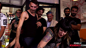 Public caning for throatfucked slut