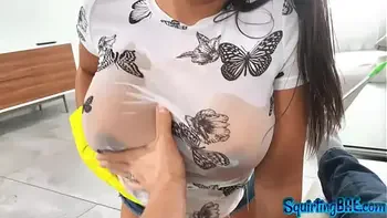 Busty Latin maid squirting and taking creampie during anal