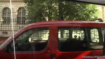 Two hot blonde angels took amateur dude into the fuck car to have some sexy fun and cum