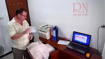 Office domination by boss. Secretary fucks with her boss. Boss cum on the slut's ass. Whore is ready to fuck for a salary. Hidden camera in office. C1