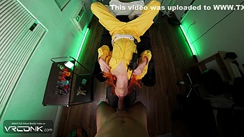 Redhead Gives Deep Reverse Blowjob And Rides Leos Huge Dick In Tmnt Cosplay Parody Pt.1 With April Oneil, Aria Valencia And Oliver Davis