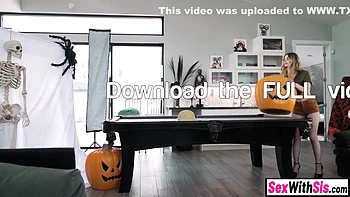 Molly Little, Nathan Bronson And Mia Kay - 18yo Girl Stepsister Halloween Bash 3some