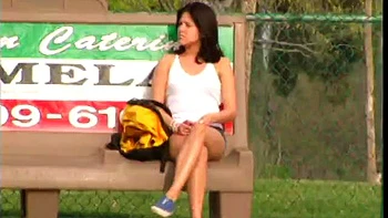 Brunette sucks and fucks with bartender