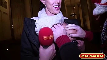 Fake Journalist Fucks Stranger and Makes Him Cum Twice: Blowjob, Big Tits  Brunette Porn