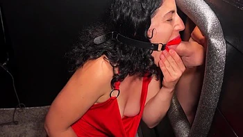 Goofball: Bukkake In Open Mouth Gag Lips