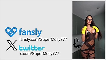 Maid In Yellow Gloves. Hard Anal With A Big Dick In A Nylon Bodysuit