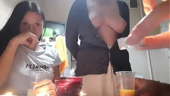 Swedish lesbian family romantic dinner turns into sex - Lesbian Illusion Girls