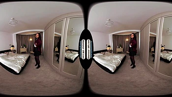 Ophelia in College Uniform with Black Glossy Legwear Gets Naked