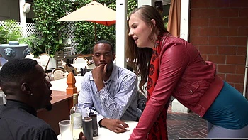 Two girls share a big black cock in a thrilling mmf scene