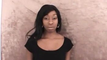 Fingered ebony slut sucks off white dick in POV close up bj