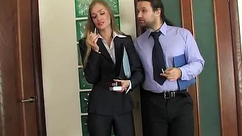 Russian office break - who is this: Blowjob, Doggy  Hardcore Porn