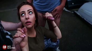 Dutch Teenslut Outdoor Blowbang And Cumswallowe