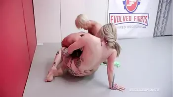 Mixed Nude Wrestling Threeway with Kaiia Eve And Helena Locke Wrestling Jack Friday