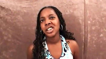 Ebony slut sucks and jerks off cock in POV