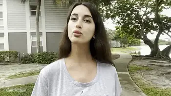 Walking down the street with cum on face