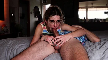 Sweet Amateur Blonde Sucks Her Husband's Big Cock