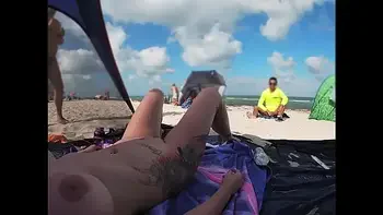 Exhibitionist Wife 511 - Mrs Kiss gives us her NUDE BEACH POV view of a VOYEUR JERKING OFF in front of her and several other men watching!